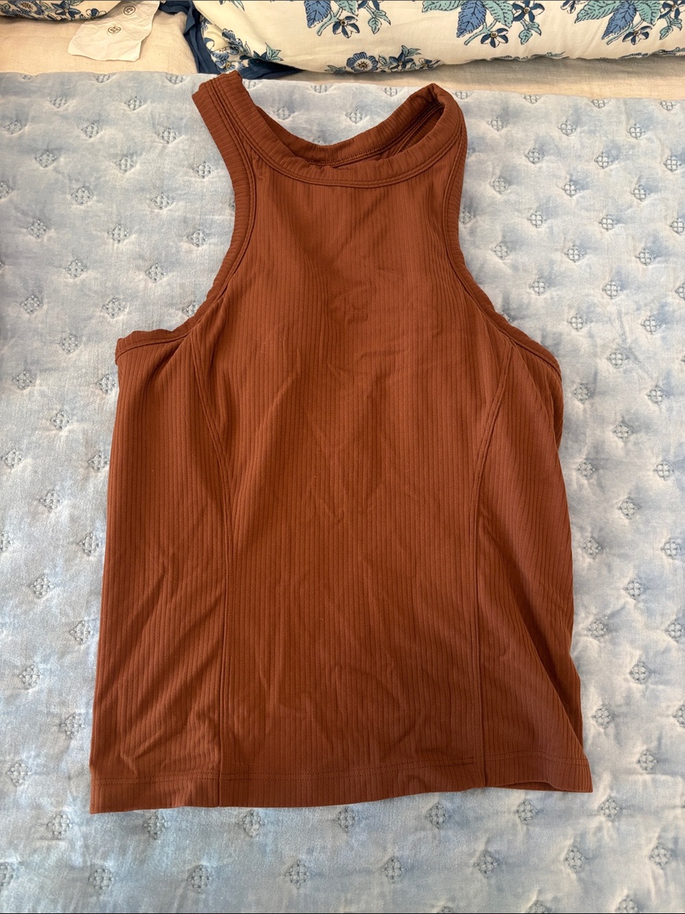 lululemon athletica Ribbed High-Neck Tank in Rust Brown